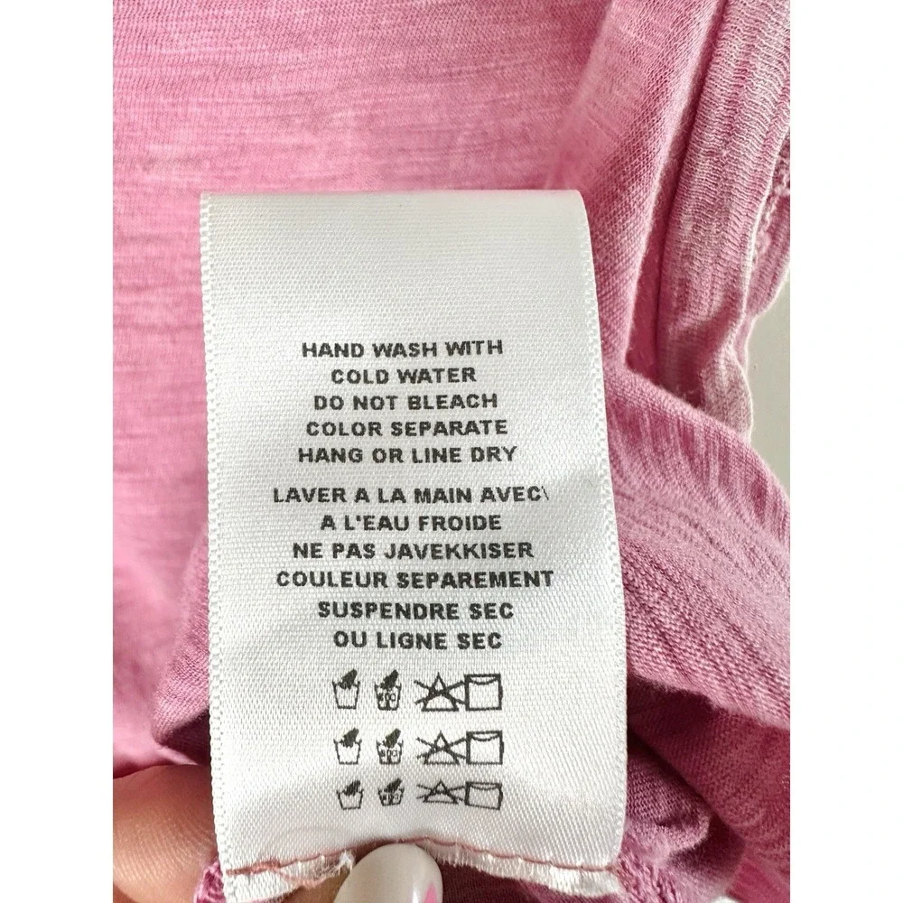 Eri + Ali Anthropologie Pink Eyelet Lace Back Tank Top Small Cotton V-Neck Boho - Picture 12 of 12